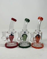 6 Inch Strawberry Perc Flat Base Bend Mouthpiece Small Rig